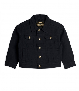 Preview: MINI RODINI Jeansjacke Leopard - schwarz