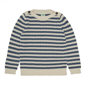 Preview: FUB Strickpullover Streifen - ecru indigo