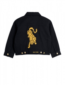 Preview: MINI RODINI Jeansjacke Leopard - schwarz
