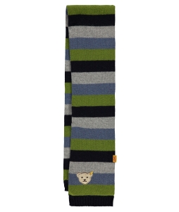 Preview: STEIFF Schal Strick - Streifen grau blau grün