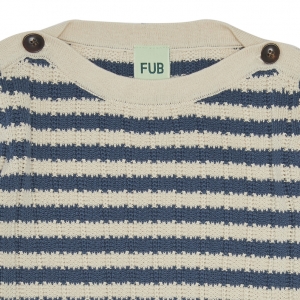 Preview: FUB Strickpullover Streifen - ecru indigo