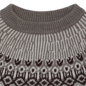 Preview: FUB Pullover Fair Isle aus Wolle - beige melange