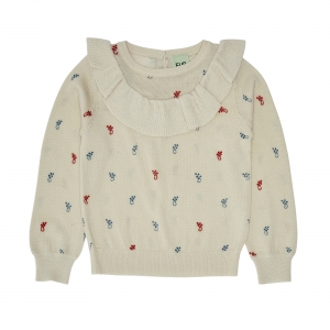 Preview: FUB Woll Pullover mit Rüschen - ecru