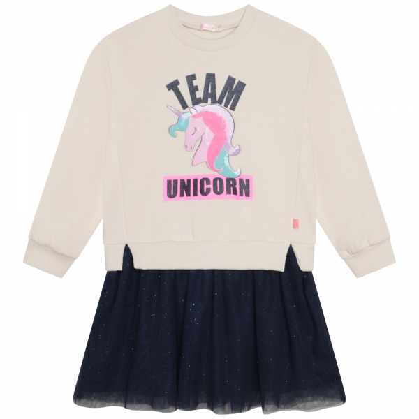 BILLIEBLUSH Sweatkleid Unicorn mit Tüll - marine ecru