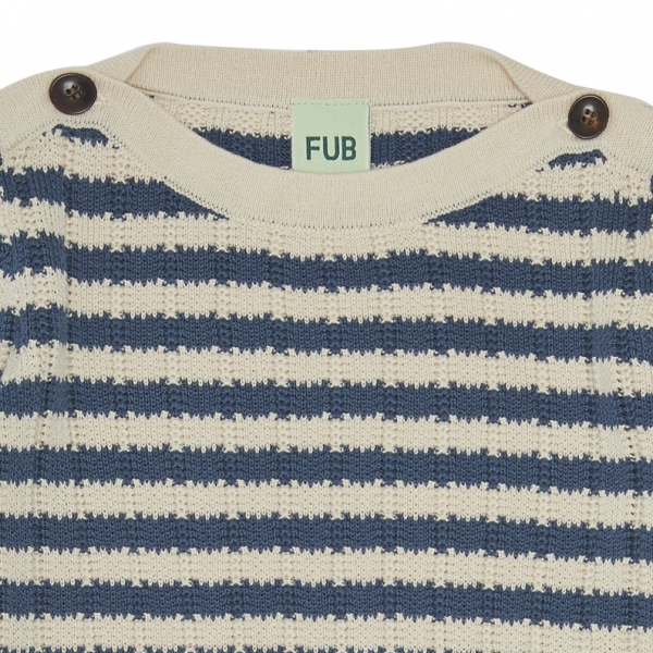 FUB Strickpullover Streifen - ecru indigo