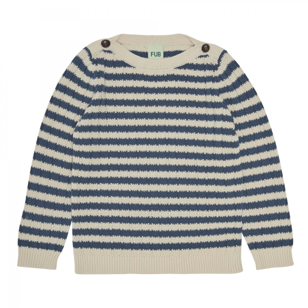 FUB Strickpullover Streifen - ecru indigo