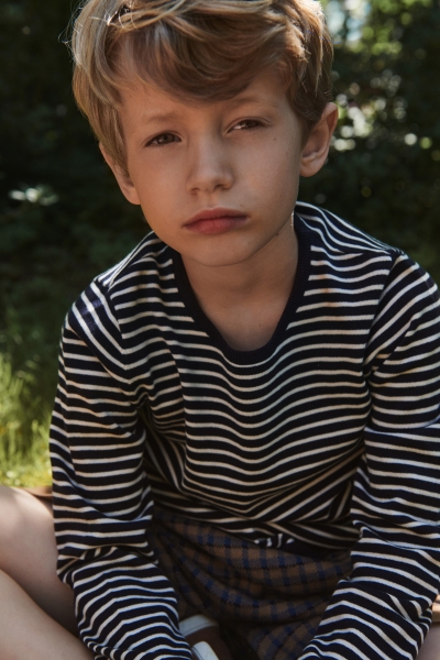 FUB Strickpullover Streifen - navy ecru