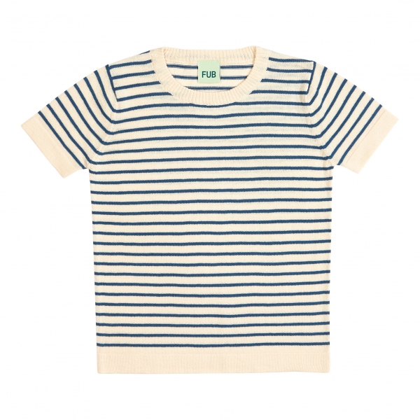 FUB Strickpullover kurzarm - ecru denim