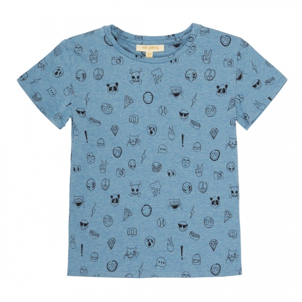 SOFT GALLERY T-shirt Emoji - blue melange