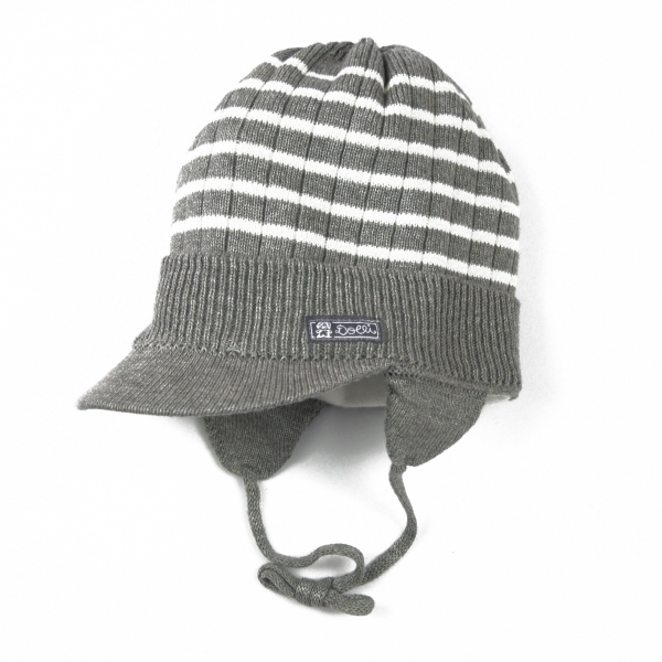 DÖLL Strick-Bindemütze mit Schirm - grau